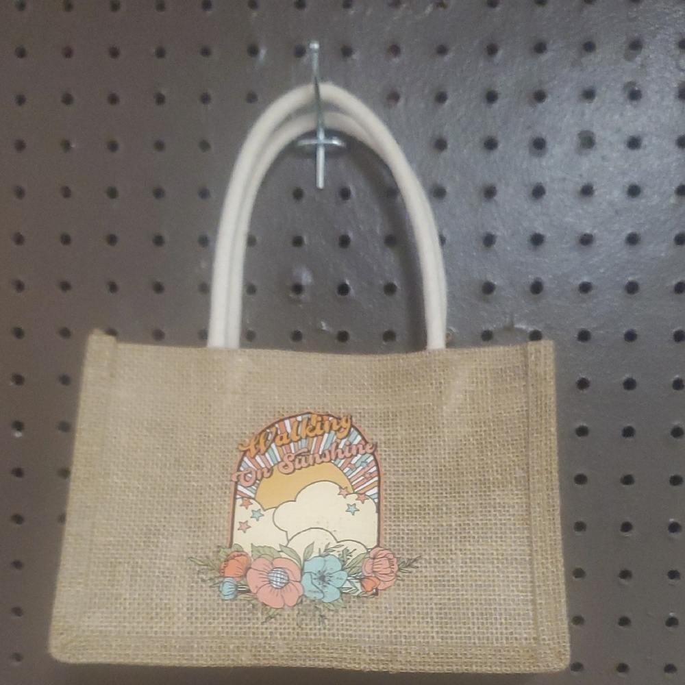 Beige Floral Tote Bag